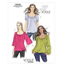8581 EZ VOGUE SHORT TO LONG SLEEVE PEASANT TUNIC RAGLAN  TOPS PATTERN 8-16